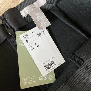 H&M Black Mini Skirt with Gold Buttons, Size 8